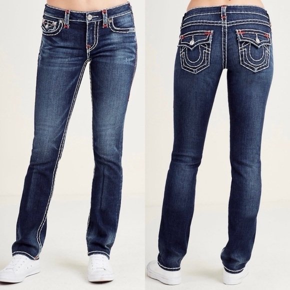 Sz. 28 sz. 6 True Religion Slim Straight Flap Super T Jeans - Picture 1 of 16